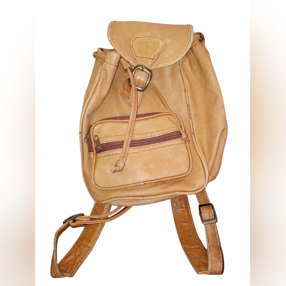 Tan Leather Backpack - image 1